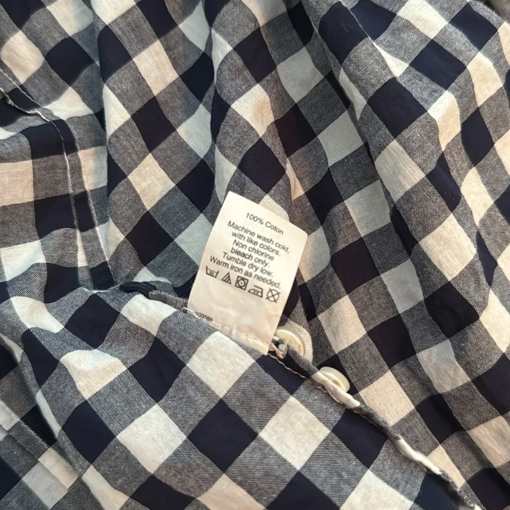 J. Crew Black and White Gingham Button-Down Shirt
